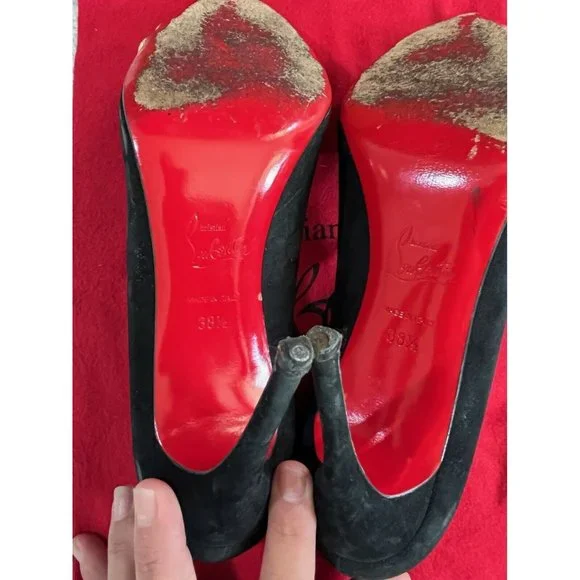 Christian Louboutin Pumps Stiletto Pointed Toe Pump Black Gold 38.5 - Picture 11 of 12